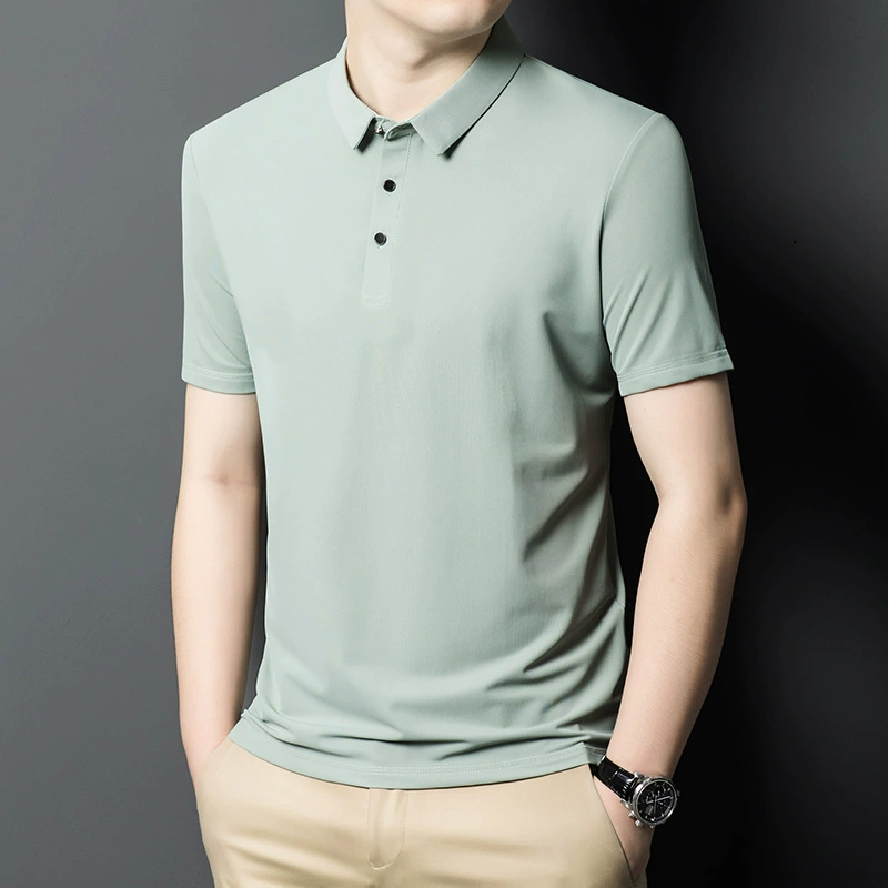 Летняя мужская новая футболка с короткими рукавами из ледяной шелк