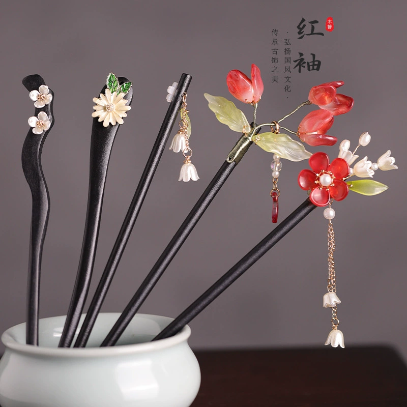 Summer wooden Chinese hairpin, hair accessory, hairgrip, cheongsam, Hanfu