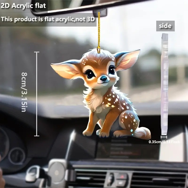 Nuevo transfronterizo pequeño ciervo de ciruela montado en el automóvil colgante acrílico plano espejo retrovisor interior decoración colgante mochila colgante