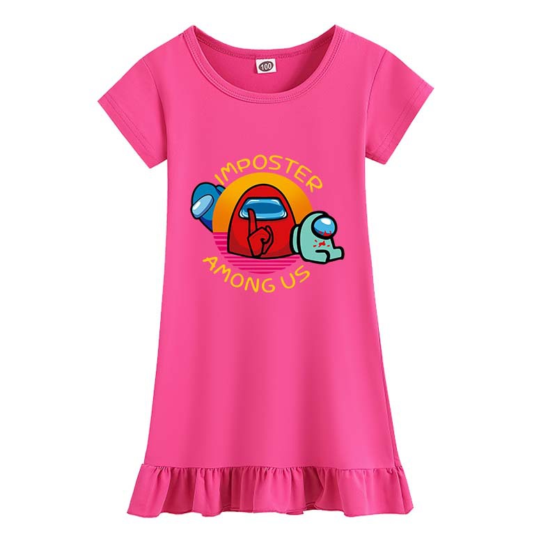 우리 소녀 중 원피스 아이스 실크 잠옷 홈 옷 스커트 24006