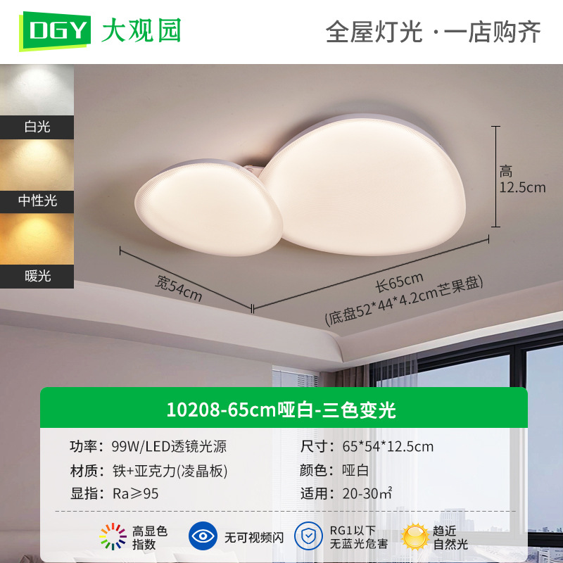 Daguanyuan sala de estar adoquines lámpara de techo moderno y simple nube de protección ocular de espectro completo 2025 nueva lámpara Zhongshan