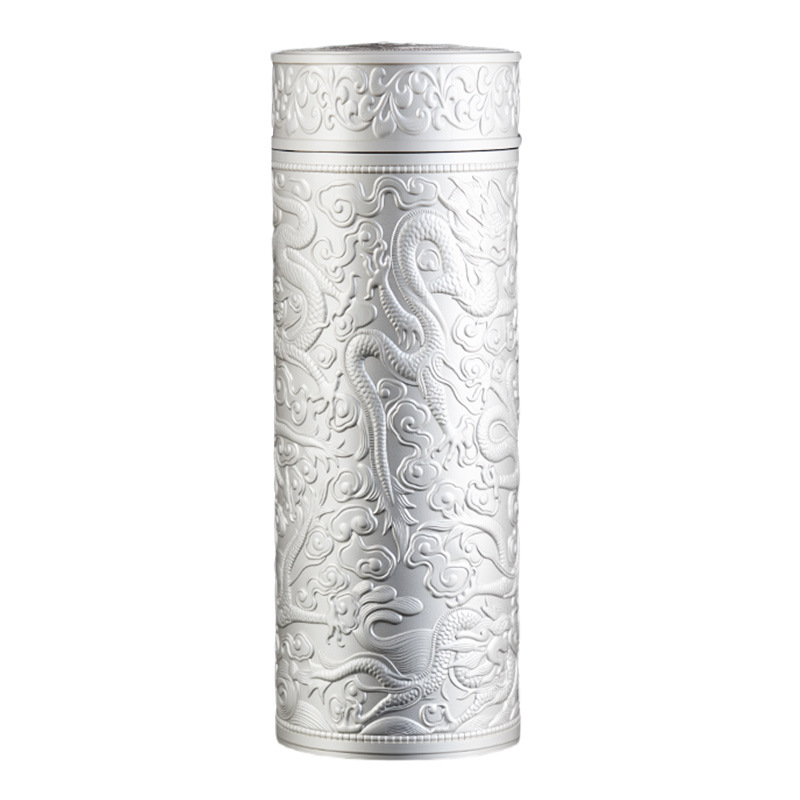 Relief kowloon silver cup s999 business health care cup wholesale silver craft cup men's and women's gift insulation silver cup