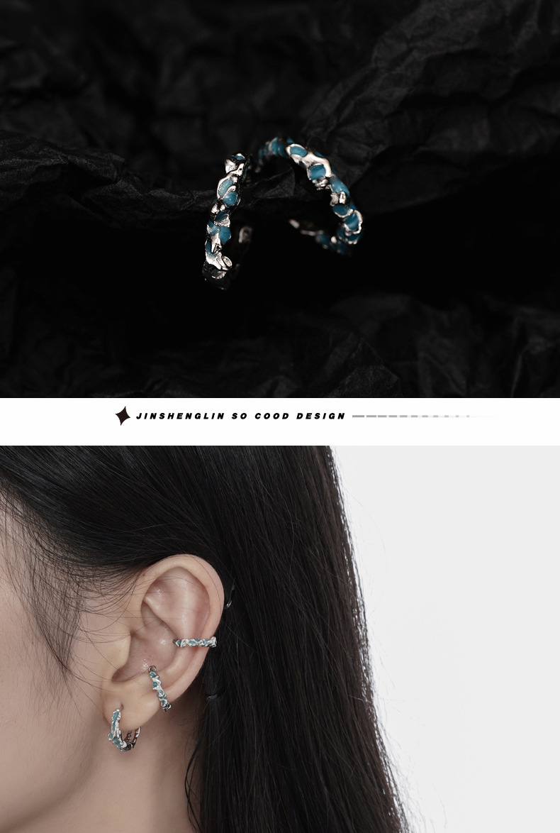 Fashion Irregular Silver Epoxy Ear clips 1 Piece