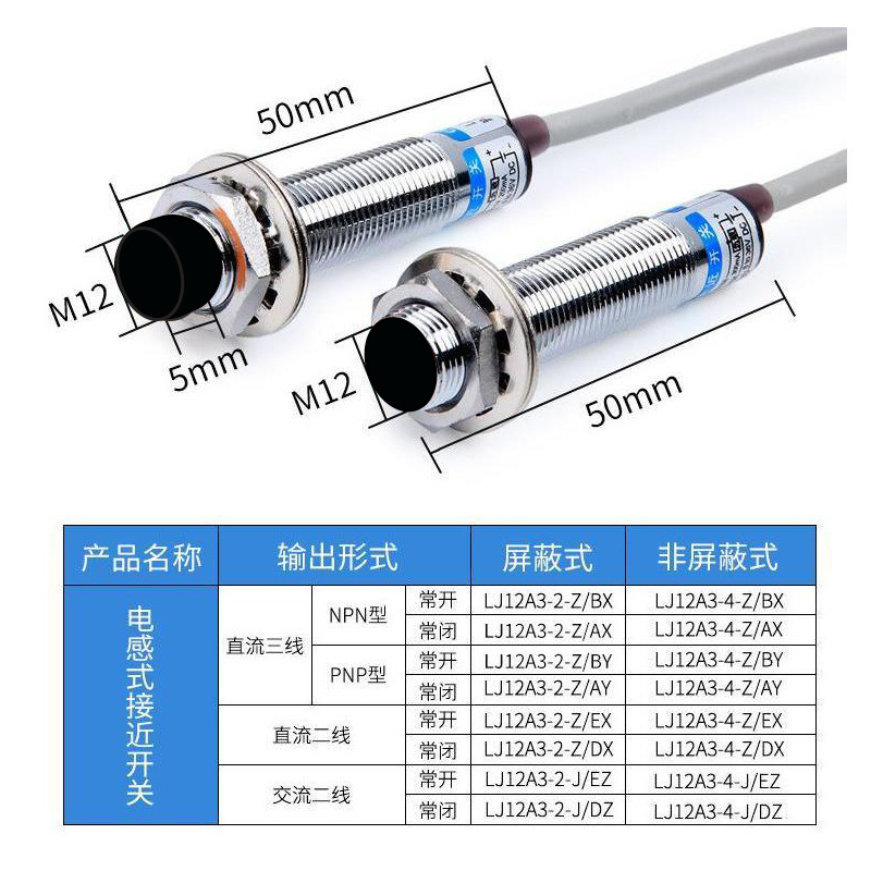 Factory pin M12 cylindrical NPN24V inductive metal induction normally open PNP normally closed sensor proximity switch