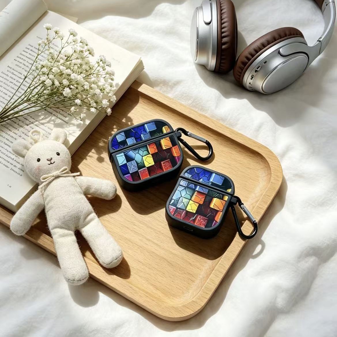 Cuadrado de color pequeño cintura de alta textura estuche de auriculares para Apple Airpods pro3 estuche de protección de auriculares anti-racabatado