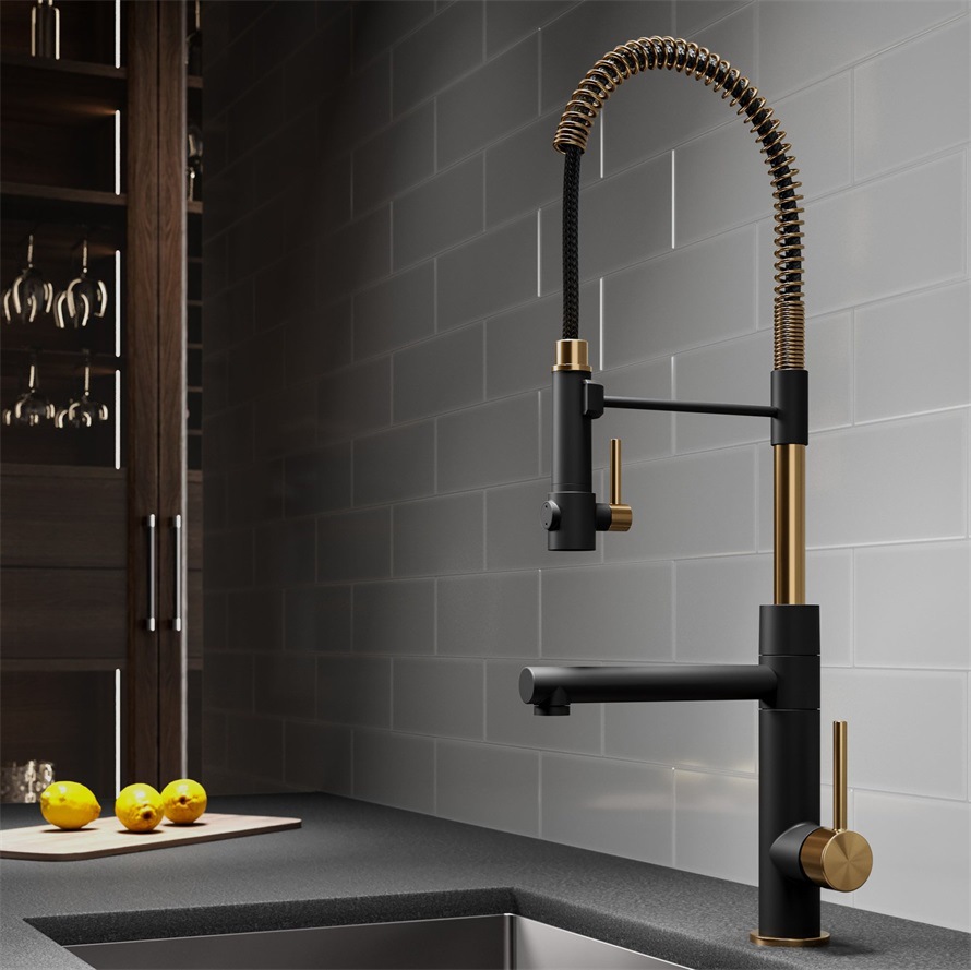Kaiping Youjia bathroom black + Rose Gold hot and cold kitchen spring faucet American faucet splash-proof water household 4701