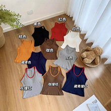 正品588法式背心气质挂脖17色吊带女25秋修身显瘦u领内搭外穿上衣