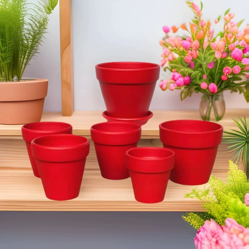 Красный красный гончарный горшок керамический цветочный горшок глиняный мини-цветочный горшок для сочных Розовый Красочный цветочный горшок