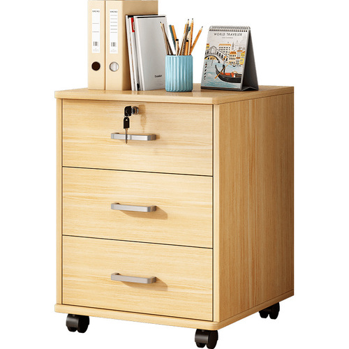 Lockable storage cabinet with wheels, under-bed storage cabinet, wooden drawer cabinet, low cabinet, small cabinet