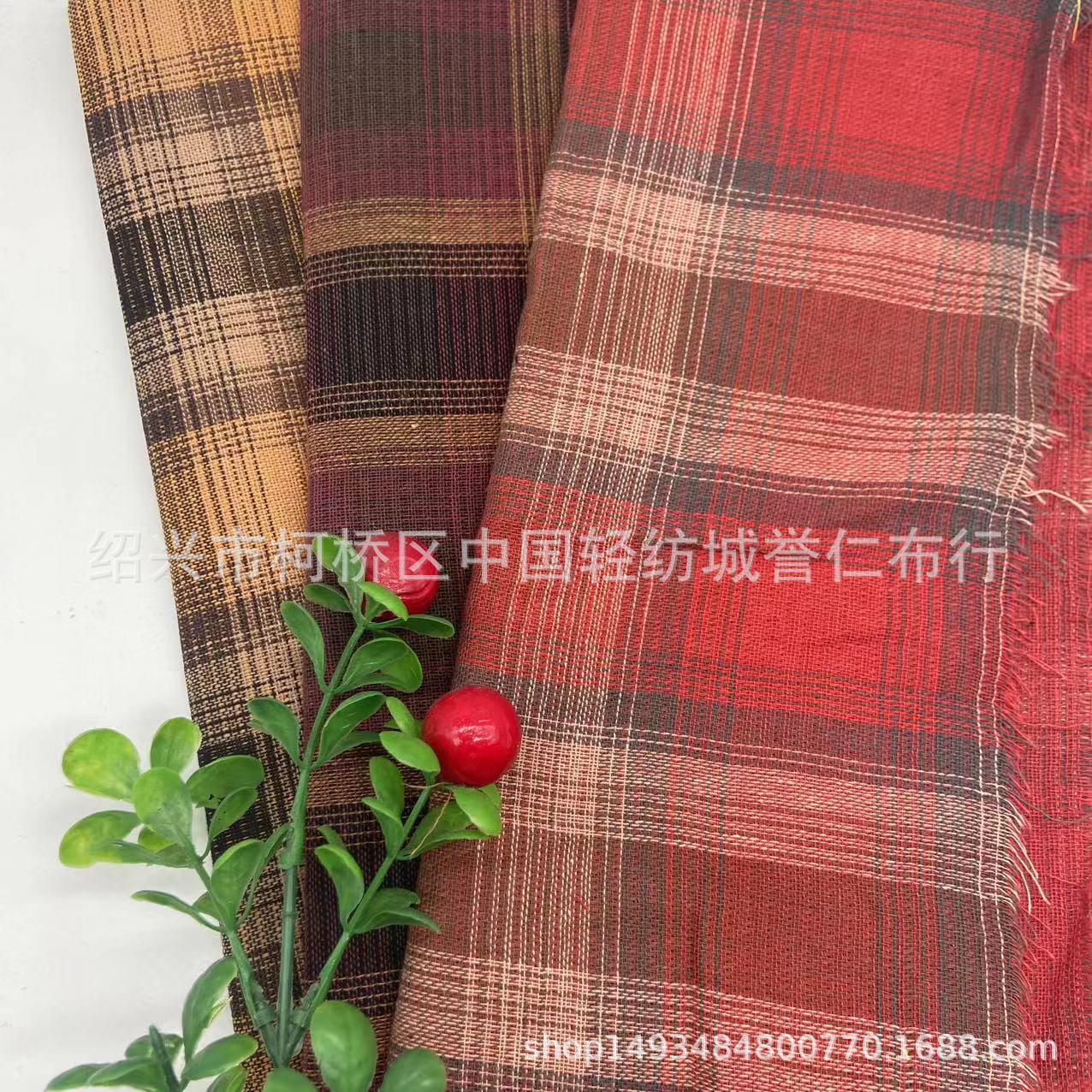 新款色织格子布料批发男女童装面料双层布衬衫布服装面料现货供应