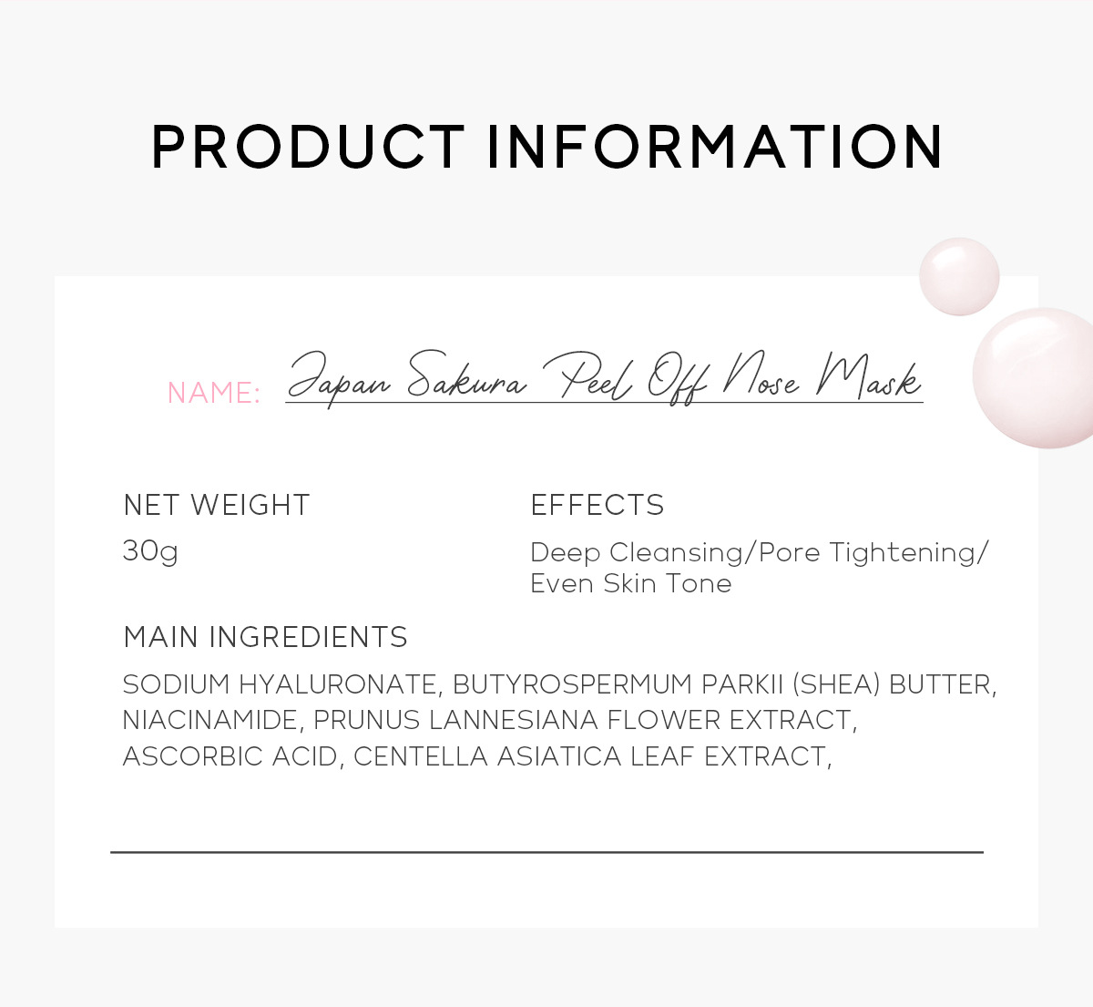 Cross-border LAIKOU Cherry Blossom Nasal Mask 30g Hydrating, Moisturizing and Cleansing Skin care product manufacturer's wholesale in stock undefined