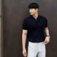 Summer Striped Short-sleeved POLO Sugiyama Men's Korean-style Slim-fit Lel Solid Color Casual Thin Half-sleeved Fashionable Knitted Top