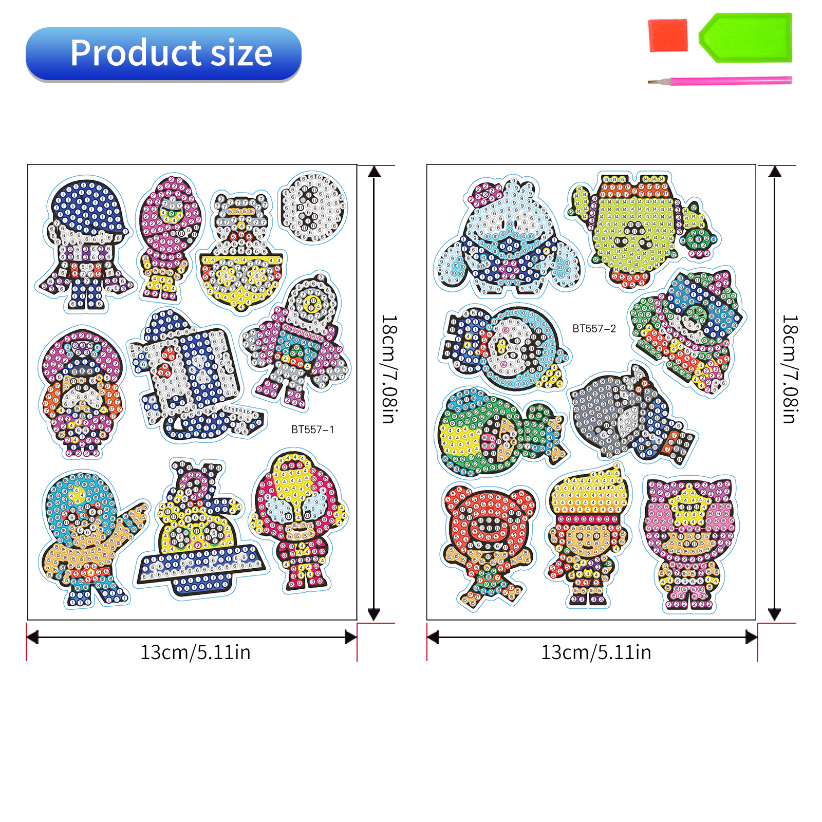 Venta caliente de dibujos animados superhéroe diamante pintura gratis pegatinas DIY ladrillo pintura hecha a mano pegatinas de dibujos animados cristal brillante diamante