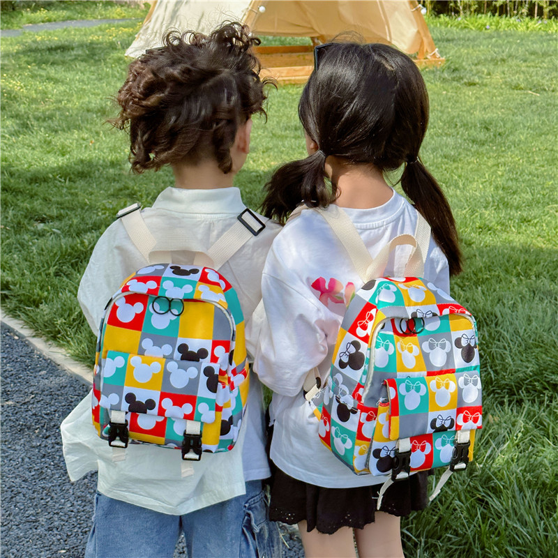 New children's bags cartoon print backpack stylish color collision kindergarten school bag cute travel money bag wholesale