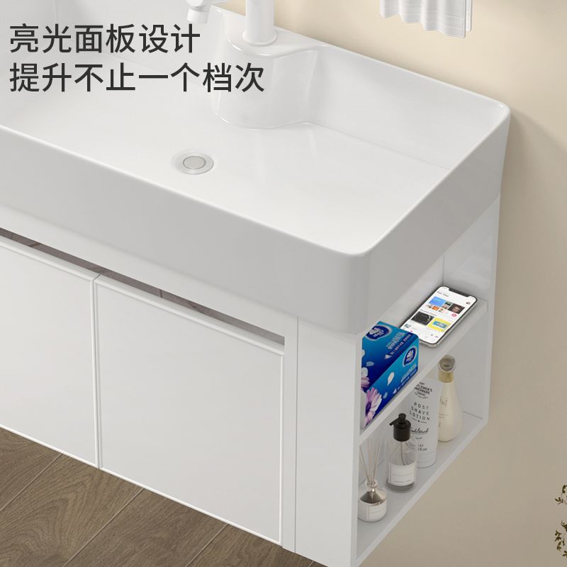 Espacio pequeño apartamento Baño de almacenamiento con armario lateral lavabo de cerámica integrado baño lavabo lateral combinación lavado