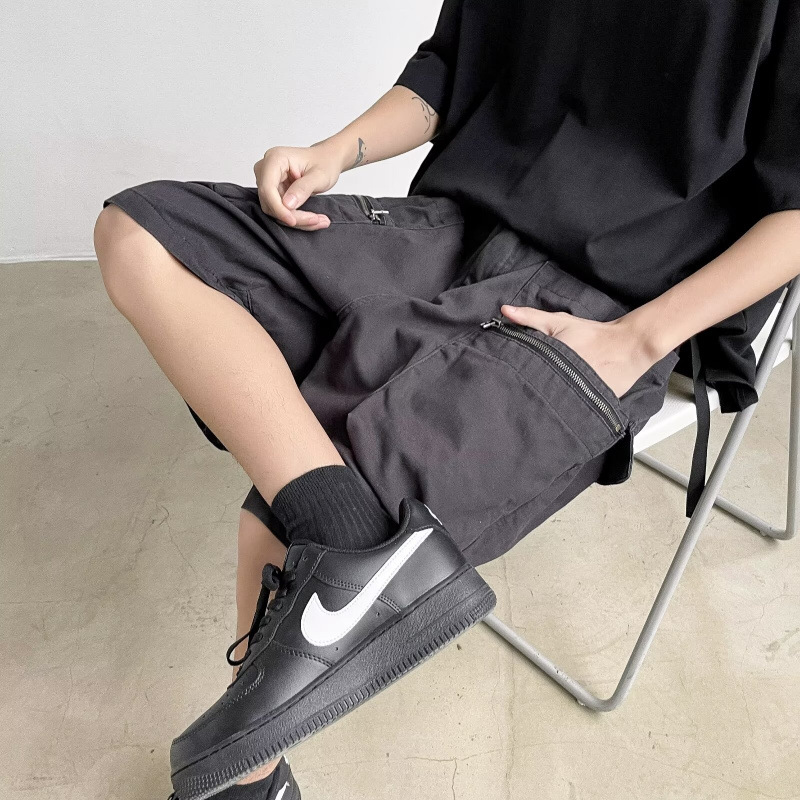 American Style Retro Functional Style Large Pocket Zipper Tooling Shorts Men's Summer High Street Trendy Brand Loose Casual Pants