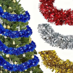 Cross-Border Dropshipping Christmas Decorative Strips, Colorfulful Wool Strips, Gold, Red, Green, Garland, Tinsel, Reflective Garland