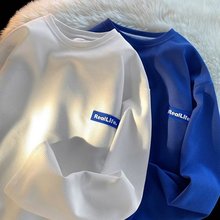 长袖t恤男款春秋季重磅潮牌华夫格圆领打底衫体恤内搭高级感卫衣