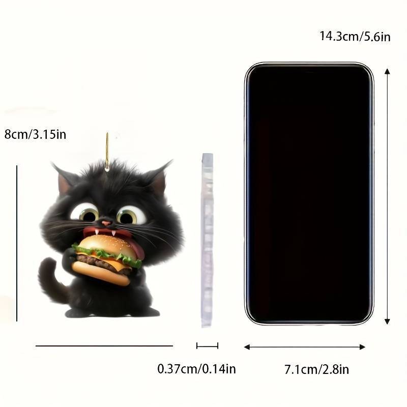 Comer hamburguesas adorables colgantes gatos negros acrílicos planos transfronterizos colgantes de automóviles para el hogar colgantes de decoración de vacaciones