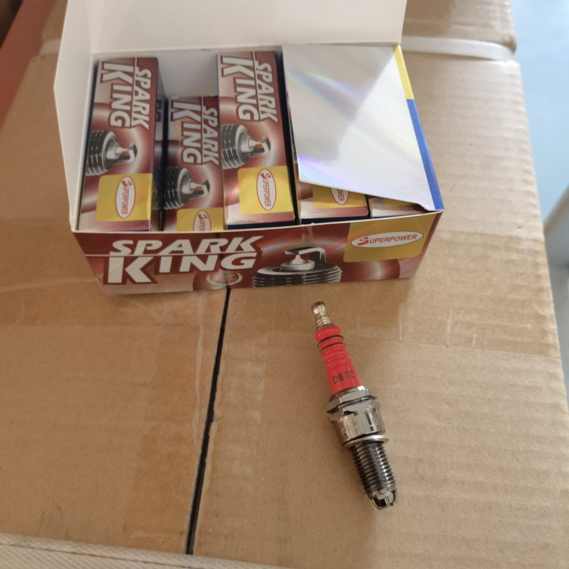 D8TC Red Triple Electrode Spark Plug for Motorcycle Scooter ATV