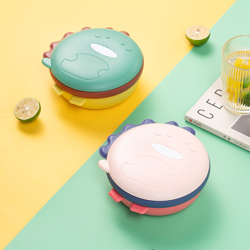 Dinosaur Baby Meal Plate Compartment Plate Baby Suction Cup Water-Filled Insulated Food Bowl 316 Stainless Steel Kidsren's Tableware