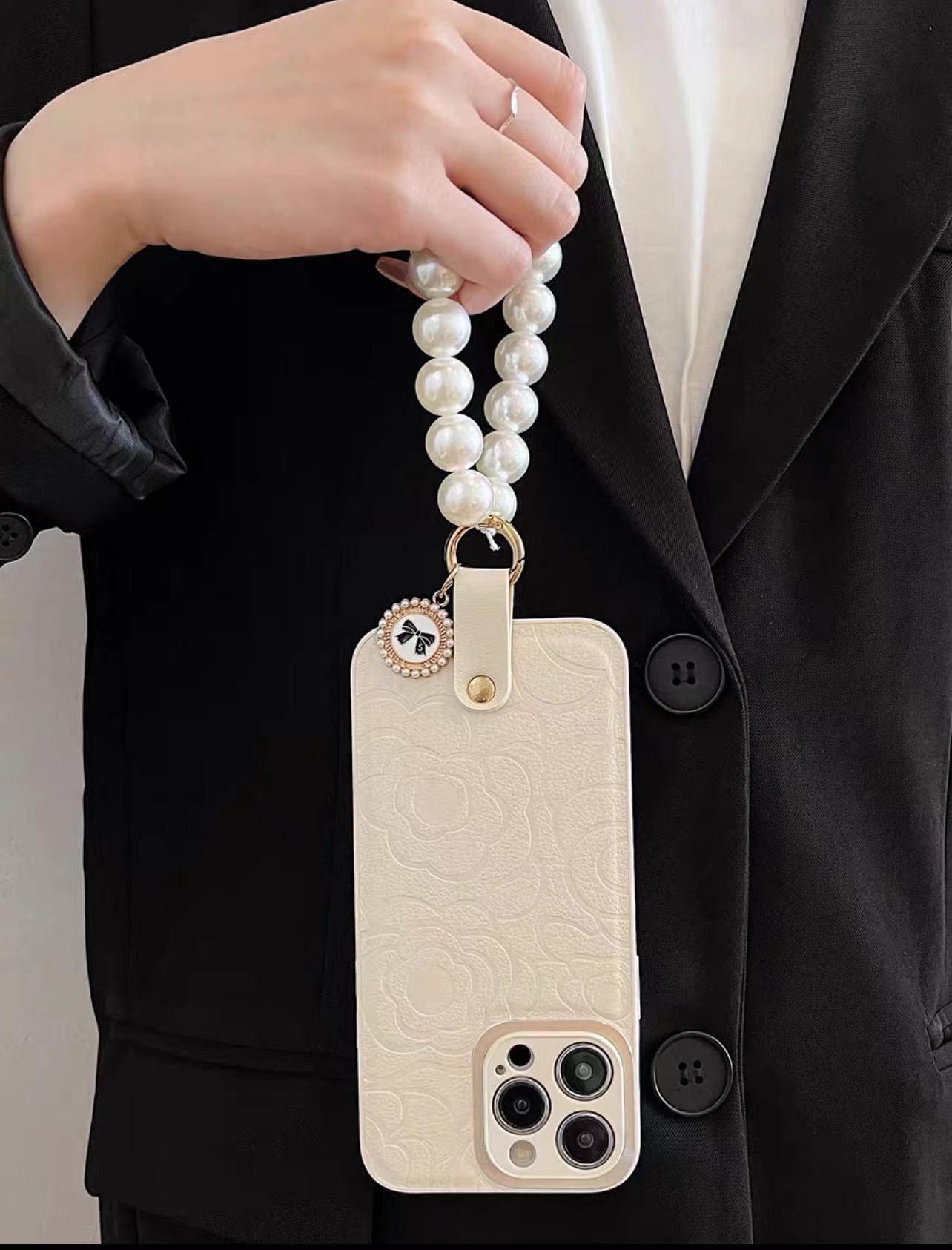 Estilo Chanel Camellia parche para Apple 15/13 caja del teléfono Huawei mate40pro mate50 femenino Nuevo