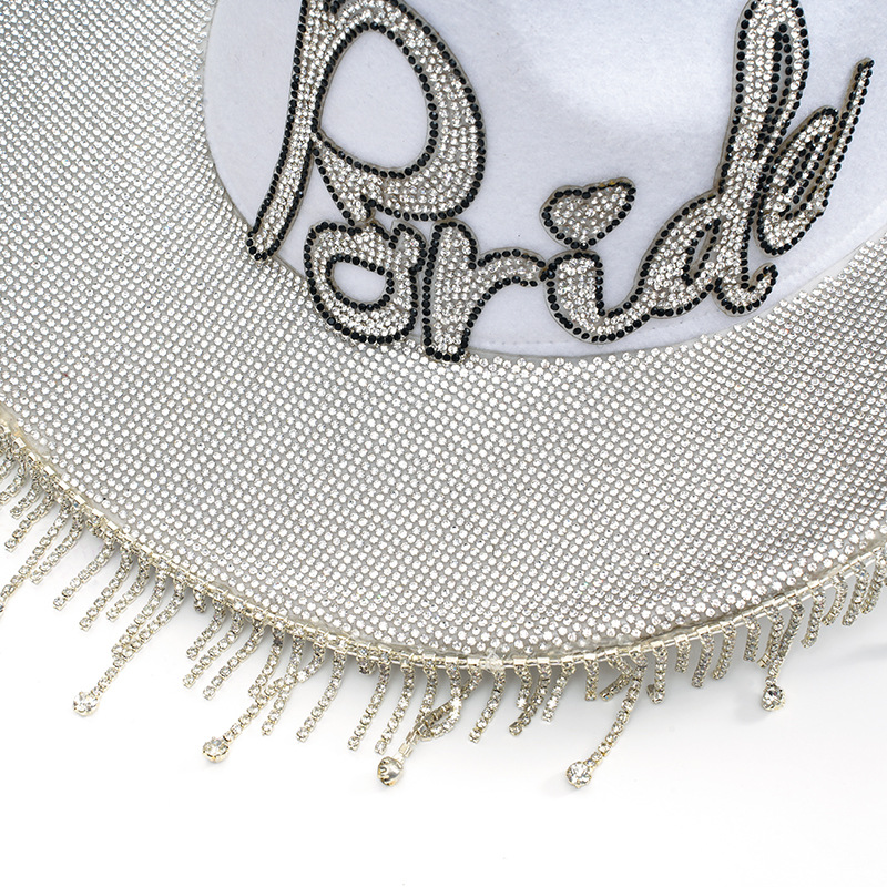 Sombreros de diamante con bordas decorativas de fiesta de cumpleaños sombreros de vaquero boda chapa fábrica de sombreros de diamante grandes bordes