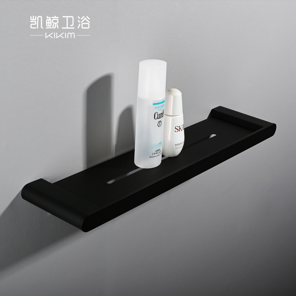 黑色304不锈钢厨房置物架卫生间墙上置物架家用浴室厕所收纳置物