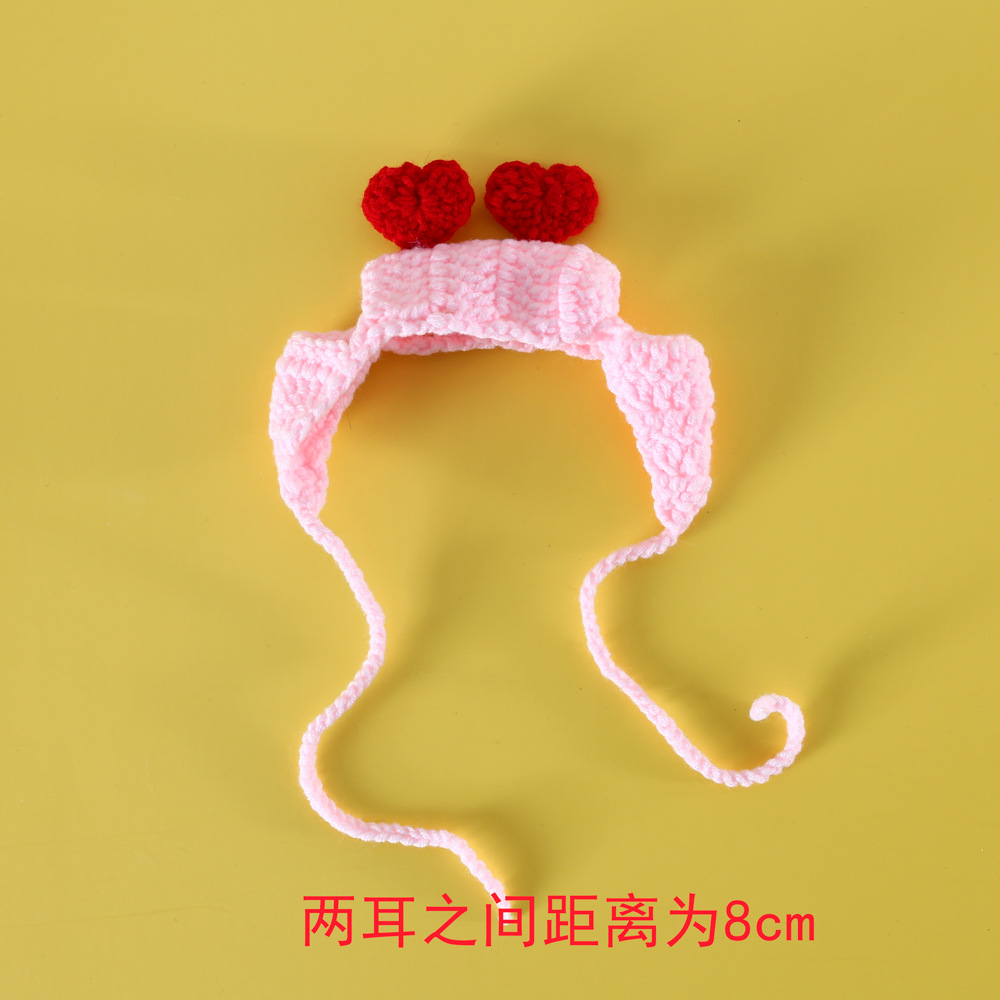 Mascota de lana punto cachorro gato divertido giro trenza peluca Cap amor caliente oso Red accesorios cabeza roja image 8