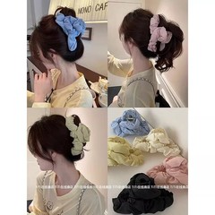 超显发量！奶油色褶皱海绵抓夹绵柔云朵鲨鱼夹后脑勺盘发夹发饰品