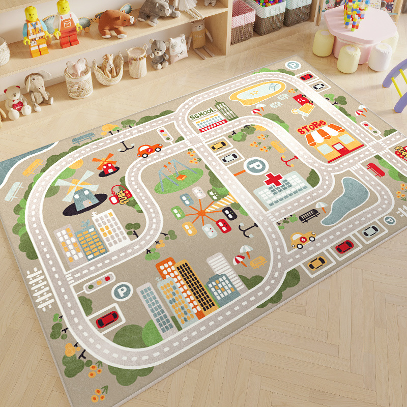 Cartoon household Crystal velvet carpet bedroom full-shop baby crawling mat absorbent non-slip stain-resistant sofa coffee table blanket