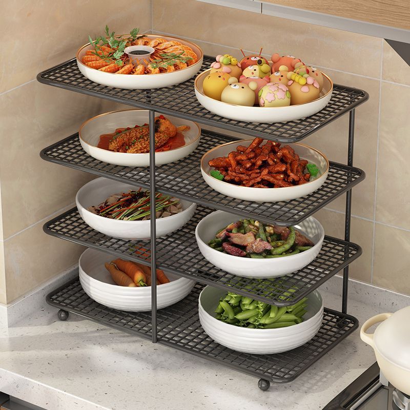 Platos de cocina de mesa multicapa estante de almacenamiento de platos domésticos multifuncional platos de cocina de platos