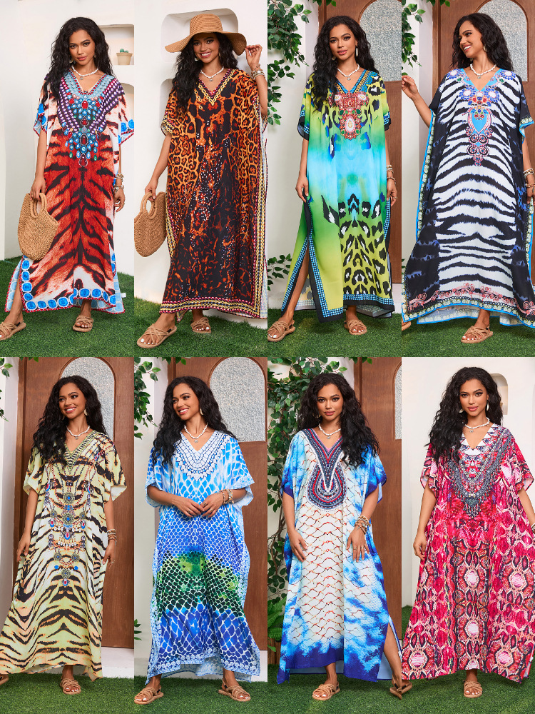 Transfronterizo Amazon nuevo posicionamiento impresa falda larga estilo nacional de vacaciones camisa de playa FR300 (17 colores)