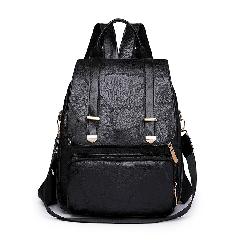 Transfronterizo al por mayor 2024 nueva mochila de PU para mujer casual simple retro mochila de viaje ligera de doble uso bag