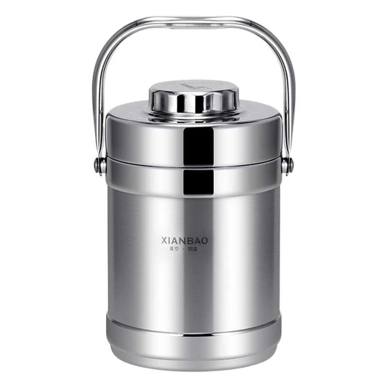 Double-layer stainless steel insulated rice bucket 3-layer insulated rice bucket with lid large capacity pot student office worker bento box