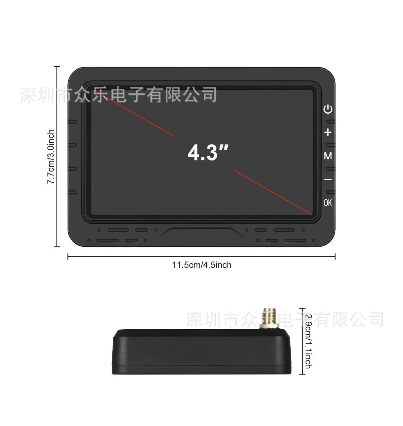 4.3inch Digital Wireless Monitor Truck Caravan Monitoring, Vehicle Monitor Security Monitoring Riding Monitoring