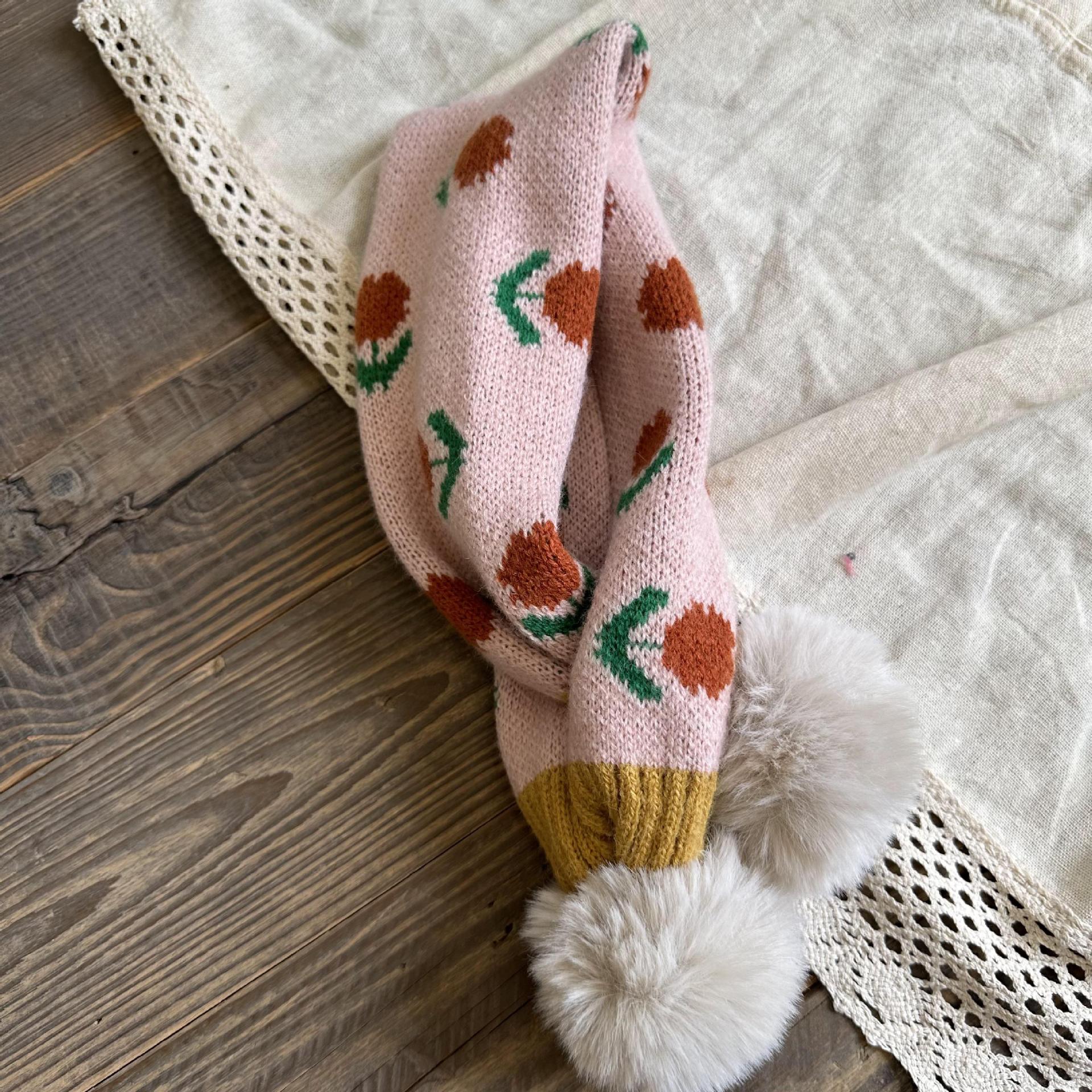 Children's scarf winter fashion ins cute flower knitted warm baby bib_voghion.com