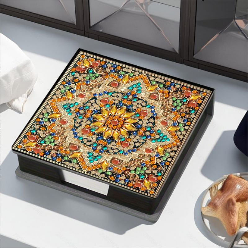 新款创意便签盒钻石画DIY异形钻亮钻收纳盒客厅新款便签盒