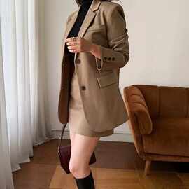 腰带西装外套女收腰复古港风韩版英伦风学生宽松百搭女西服ins潮