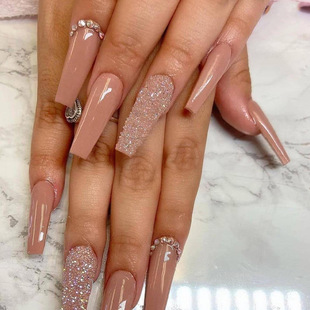 Self-Paste Finished Nail Art Wearing Nail Art Long Nail Art Film Cinnamon Shred Glitter Powder False Nail Water Pipe Nail Art S127