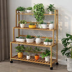 Balcony bamboo flower rack indoor multi-layer living room household storage rack succulent pothos flower pot rack decorative plant rack