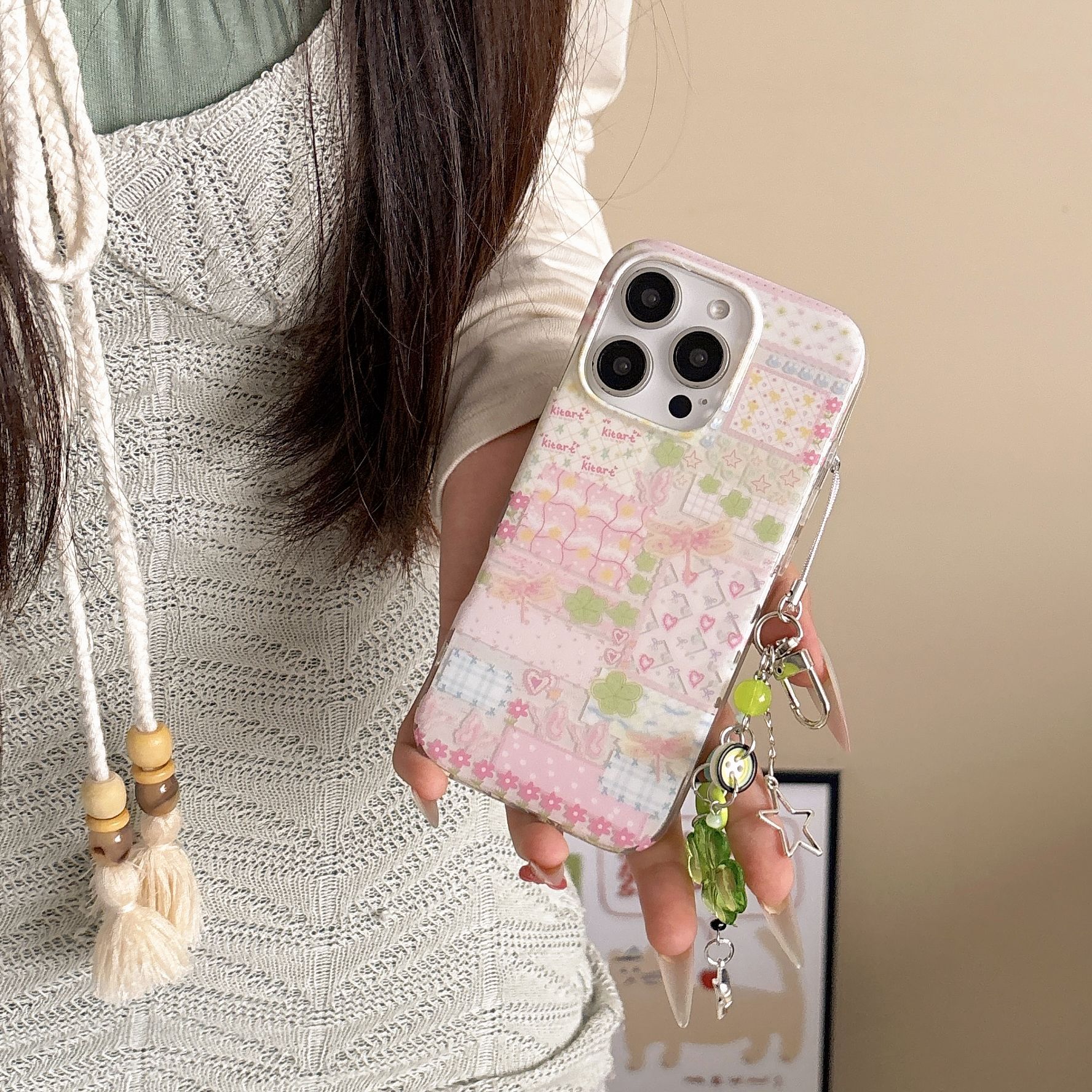 Summer girl empalme flor mariposa para Apple 16ProMax funda para teléfono móvil 15/14 colgante 15Pro femenino 13