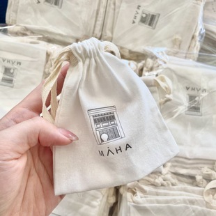 Cotton Bundle Pocket Cotton Linen Drawstring Jewelry Bundle Storage Bag Environmentally Friendly Canvas Drawstring Bag Printed Rope Cotton Bag