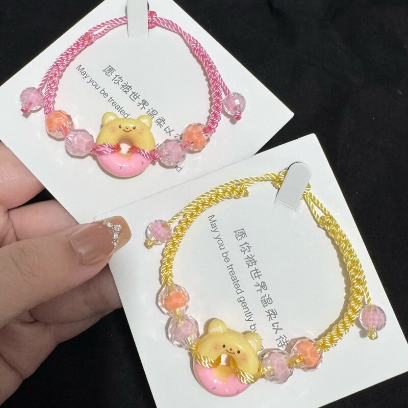 Original Cute Cartoon Donut Bear Girl Bracelet Bestie High-Looking Hand-Woven Bracelet as a Gift for Girlfriend Original Cute Cartoon Donut Bear Girl Bracelet Bestie High-Looking Hand-Woven Bracelet as a Gift for Girlfriend