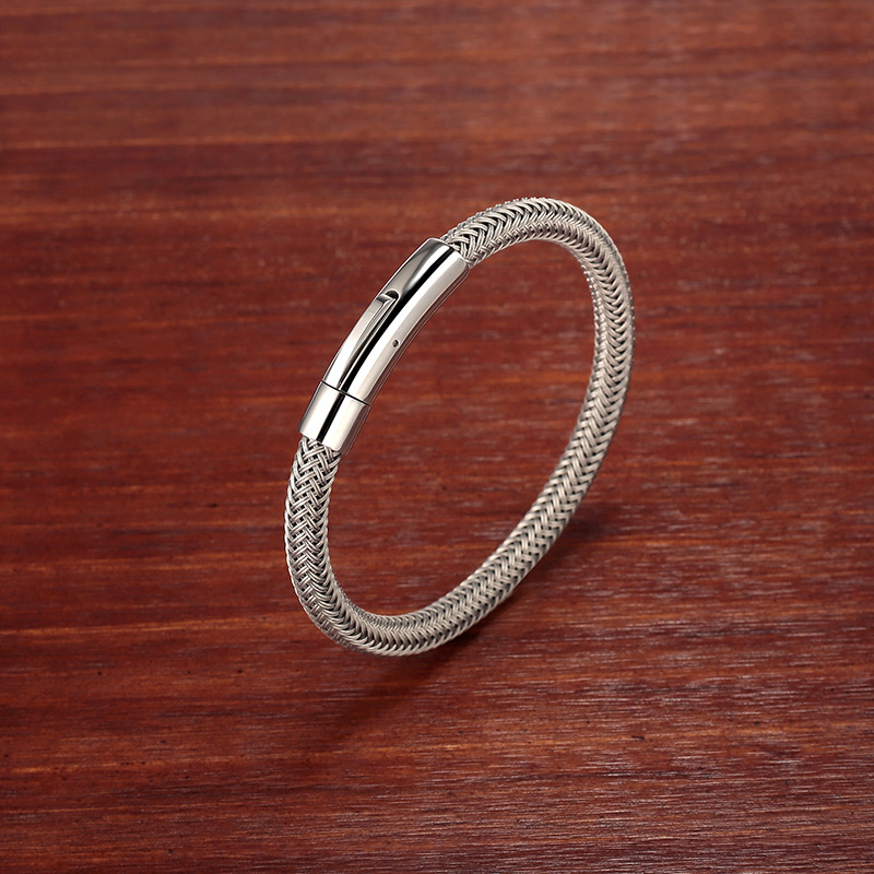 Fashionable woven magnetic bracelet handmade stainless steel