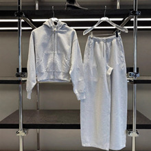 正确版2025秋冬新款做旧水晶抽绳加绒拉链连帽卫衣休闲情侣套装