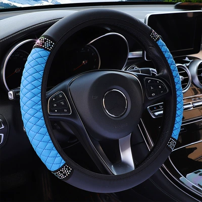 Steering wheel cover Rhinestone Car Steering Wheel Cover - blue-36-38cm