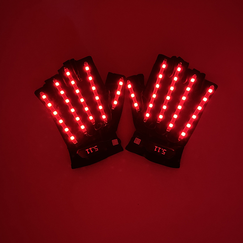 #547 5V多功能-led金刚狼手套（充电款）-七彩流水款