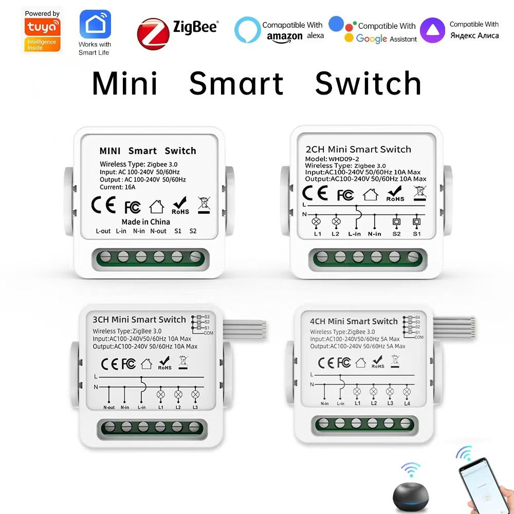 涂鸦智能zingbee通断器1/2/3/4路双控开关无线远程控制断路器模块