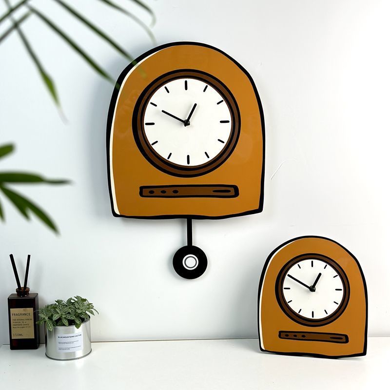 Maillard Cream Style Wall Clock Home Retro Desktop Clock Modern Casual Swing Clock Living Room Silent Creative